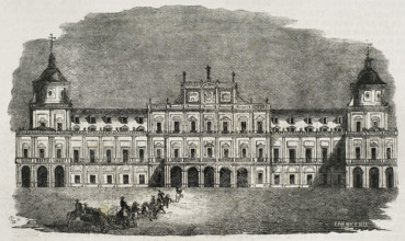 Main facade, The Royal Palace, Aranjuez, Spain, 1853. Creator: Antonio Carnicero.