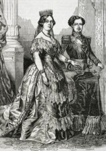 Queen Isabella II of Spain, (1830-1904) and her husband Francisco de Asís, Duke of Cádiz..., 1853. Creators: Eusebio Zarza, Coderch.