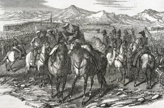 The Embrace of Vergara, (August 31, 1839), 1853.  Creators: Miranda, Bernardo Rico.