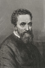 Michelangelo, (Michelangelo Buonarroti), Italian Renaissance painter, architect and sculptor, 1856.  Creator: Charles Geoffroy.