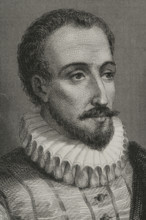 Miguel de Cervantes, (1547-1616), Spanish writer, 1856. Author of Don Quixote. Creator: Charles Geoffroy.
