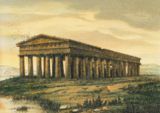Temple of Neptune, in Paestum, (Greek colony), Magna Graecia, (southern Italy), 1881.  Creator: Unknown.