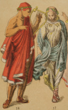 Musician and Etruscan dancer's costume, 1881. Creator: Unknown.