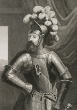 Wilfred I the Hairy, (840- 897), Count of Barcelona, Cerdanya, Urgell, Girona and Besalú.  Creator: Antonio Roca Sallent.