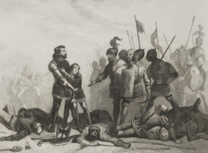 Battle of Aljubarrota, (14 August 1385), Hundred Years' War, 1853.  Creator: Antonio Roca Sallent.