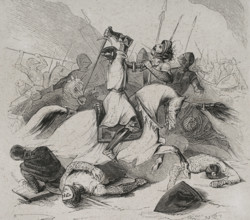 Battle of Araviana, (22 September 1359), War of the Two Peters..., Spain, 1853. Creator: Antonio Roca Sallent.