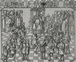 Pope Urban II, (1042-1099) preaching at the Council of Clermont, 1095, 1522 (1877).  Creator: Unknown.