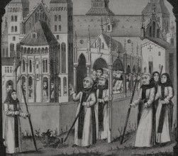 Saint Bernard, (1090-1153) takes possession of the Abbey of Clairvaux...1115 (1877).  Creator: Jules Jean Marie Joseph Huyot.