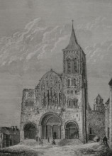 Facade of the church of St Mary Magdalene in Vézelay, France, (1877).  Creator: Unknown.