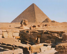 Pyramid of Cheops, the Sphinx and the Catacombs at Giza, 19th century. Creator: Zangaki.