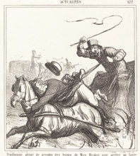 Prudhomme obligé de prendre des leçons..., 1867. Creator: Honore Daumier.