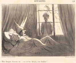 Allons, bourgeois, levez-vous vite..., 1852.  Creator: Honore Daumier.