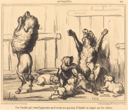 Une famille qui vient d'apprendre qu'il est encore question d'établir un impôt sur les chiens, 1855. Creator: Honore Daumier.