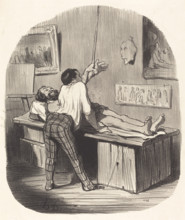 - Comment, St. Gervais a pris cette position là..., 1850. Creator: Honore Daumier.