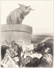 Le Constitutionnel contemplant l'horizon politique, 1849. Creator: Honore Daumier.