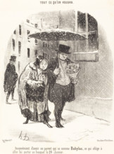 Inconvénient d'avoir un parent qui se nomme Babylas..., 1850. Creator: Honore Daumier.