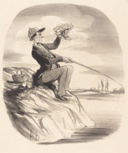 Désagrément d'aller à la pêche..., 1847. Creator: Honore Daumier.