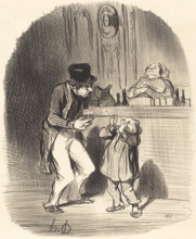 Un père qui fait sucer à son fils le lait des bons principes, 1847.  Creator: Honore Daumier.