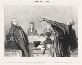 Un avocat qui évidemment est rempli de la conviction la plus intime..., 1845.  Creator: Honore Daumier.