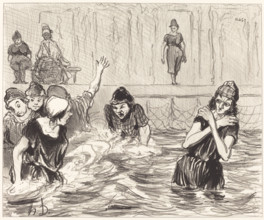 Les barbotteuses, 1847. Creator: Honore Daumier.