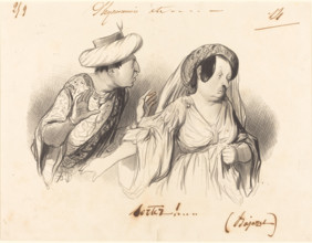 Sortez!... (Bajazet), 1841. Creator: Honore Daumier.