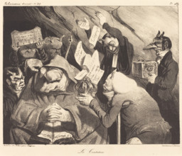 La Tentation, parodie d'une toile de Téniers, 1834. Creator: Honore Daumier.