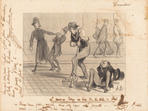 Le nouveau pavage en bois de la ville de Paris, 1842.  Creator: Honore Daumier.