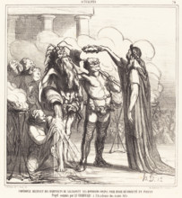 Empédocle reçevant...les honneurs divins pour avoir désinfecté un fleuve, 1866. Creator: Honore Daumier.