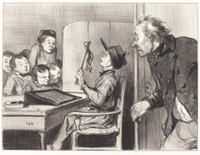 Attends, attends... j'te vas en donner moi du maître d'école!..., 1846.  Creator: Honore Daumier.
