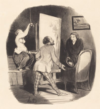 Une position difficile, 1847. Creator: Honore Daumier.