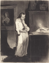 Femme de lettre humanitaire se livrant sur l'homme..., 1844.  Creator: Honore Daumier.