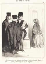 Quel dommage que cette charmante petite femme ne m'ait pas chargé de défendre sa cause..., 1846. Creator: Honore Daumier.