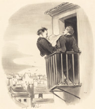 Comment on comprend le balcon Espagnol à Paris, 1847. Creator: Honore Daumier.