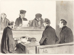 - "La cour, vidant le déliberé..., 1845.  Creator: Honore Daumier.