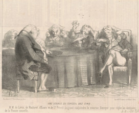 Une séance du conseil des cinq, 1850. Creator: Honore Daumier.