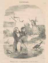 Malheureux enfant! ... ça t'apprendra à faire ta société des canards!..., c 1845. Creator: Honore Daumier.