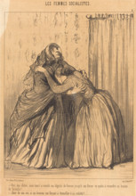Oui, ma chère, mon mari a ravalé ma dignité de femme..., 1849. Creator: Honore Daumier.