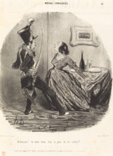 Malheureux! tu veux donc tuer le père de tes enfants?, 1841. Creator: Honore Daumier.