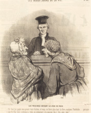 Les Voisines devant le Juge de Paix, 1845. Creator: Honore Daumier.