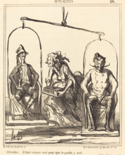 Attendez... il faut encore ceci pour que le poids y soit, 1866. Creator: Honore Daumier.
