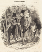 Le danger de vouloir visiter un site par trop sauvage, 1845.  Creator: Honore Daumier.