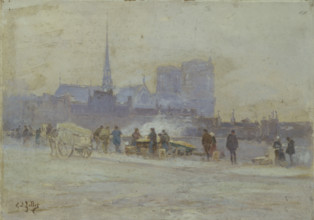 Notre-Dame, seen from the quay at the Hotel-de-Ville, c1900. Creator: Eugene Louis Gillot.
