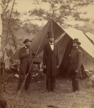 President Lincoln, United States Headquarters, Army of the Potomac, near Antietam, 1862. Creator: Alexander Gardner.