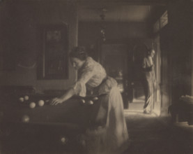 Gertrude Käsebier O'Malley at Billiards (Self-portrait), about 1909. Creator: Gertrude Kasebier.
