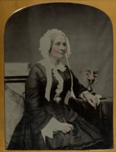 Portrait of an Elderly Woman in Bonnet, 1855-1860. Creator: James Valentine.