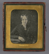 Portrait of a Seated Woman with Arm on Book, about 1845. Creator: John M Hewitt.