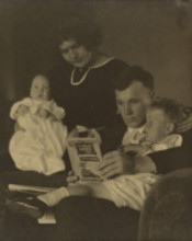 Family Portrait with A Child's Garden of Verses, about 1920. Creator: Louis Fleckenstein.