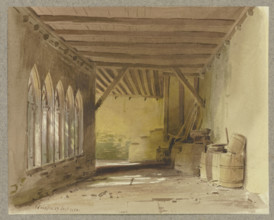 Cloister of the Collegiate Church of St. Peter and Paul in Bad Wimpfen, where wooden..., 1850. Creator: Carl Theodor Reiffenstein.