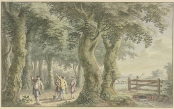 Landscape with trees, a pasture gate, and figures, 1761. Creator: Gerard van Rossum.
