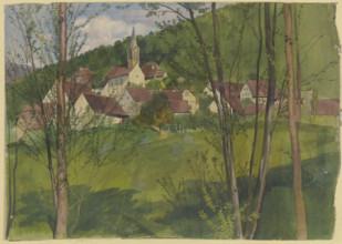 Village at the hillside, 19th century. Creator: Fritz Boehle.